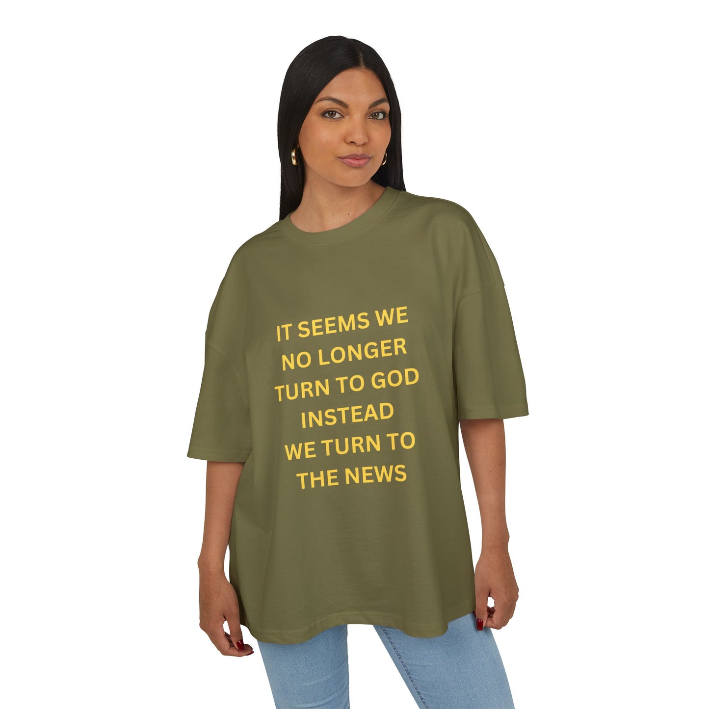 Inspirational Unisex Box Tee - Turn to God, Not the News