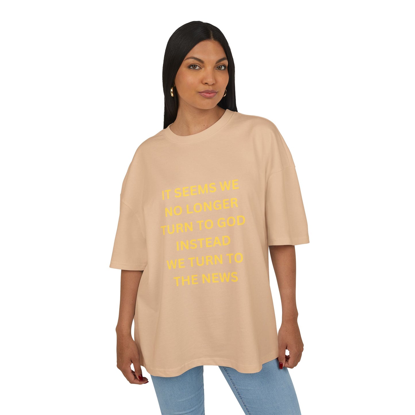 Inspirational Unisex Box Tee - Turn to God, Not the News